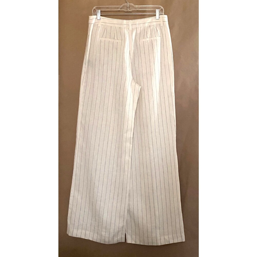 Lafayette 148 Dalton Pinstripe 100% Linen Wide Leg Pants Size 6 Off White Blue - Picture 8 of 16